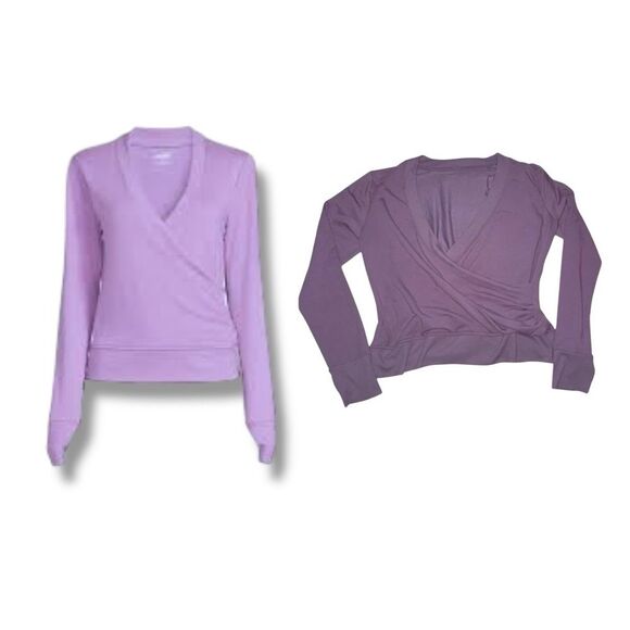 Avia Top Light Purple Y2K-Inspired Wrap Thumbholes Activewear Women’s L (12/14) - Picture 15 of 16